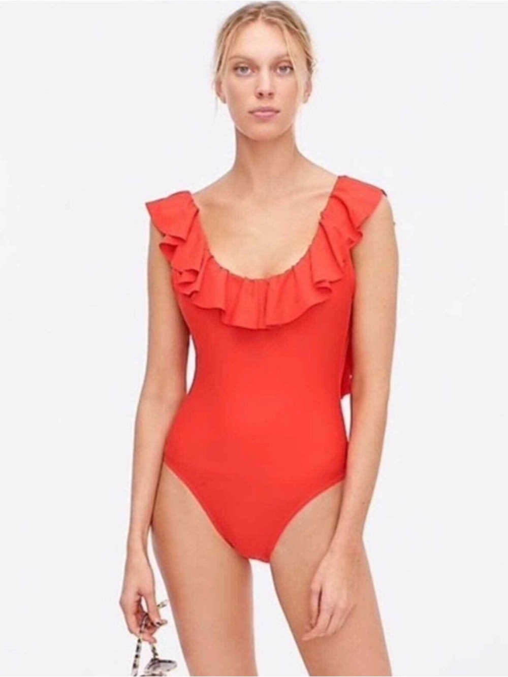 Le Lis Red Ruffle Scoop Bodysuit